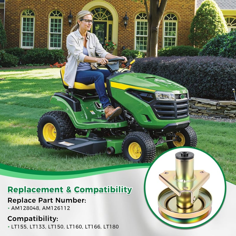 wyevee AM128048 AM126112 Spindle Assembly, Compatible with John Dee re LT155 LT133 LT150 LT160 LT166 LT180 Lawn Tractor, Deck Spindle-2 Pack - Image 5
